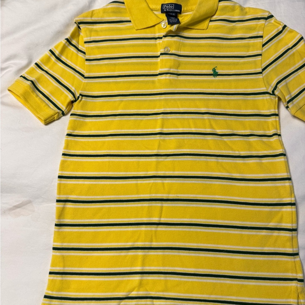 Polo Ralph Lauren Yellow Striped Polo Shirt youth M (10-12)